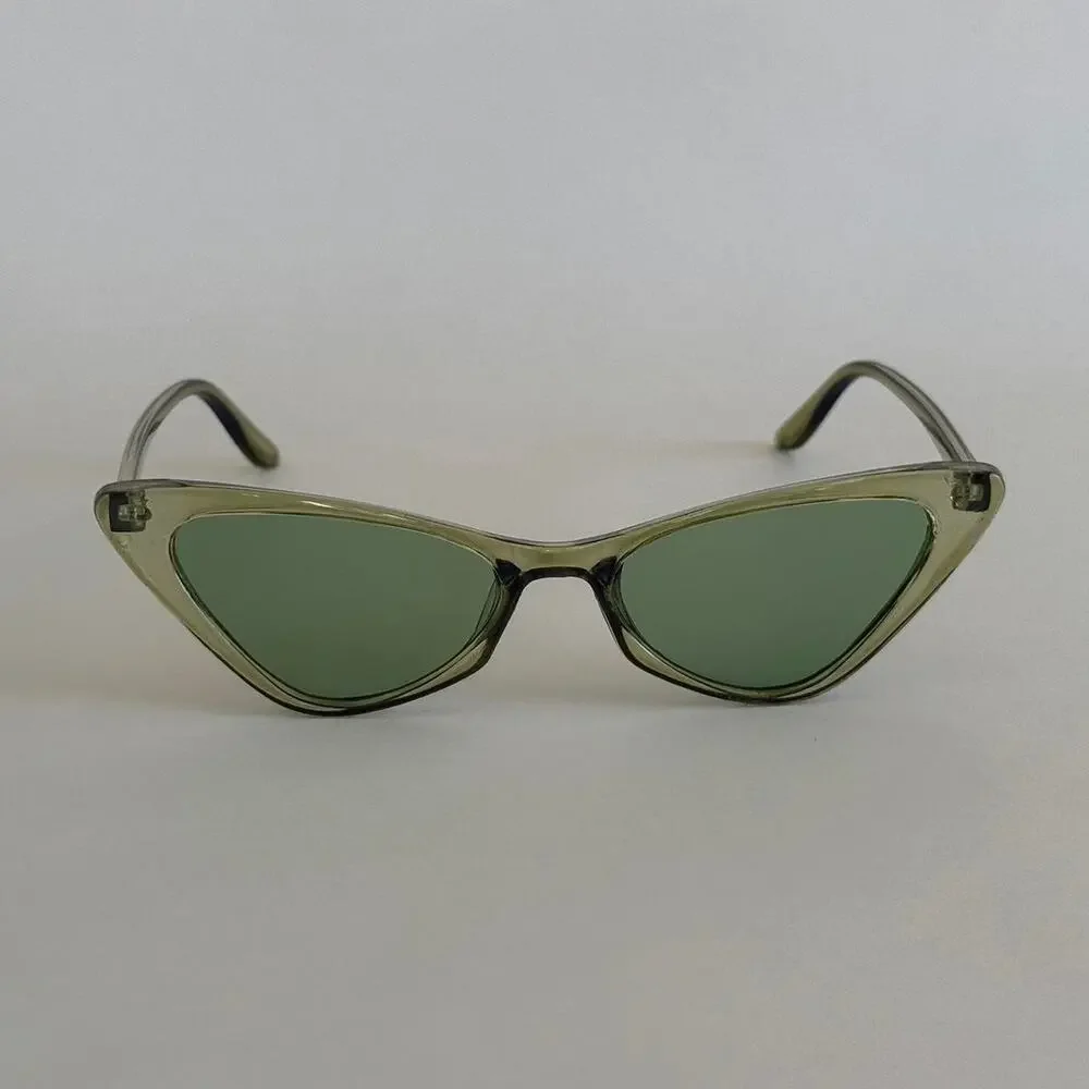 Y2K Cat Eye Green Black Sunglasses Unisex Retro Streetwear UVA UVB